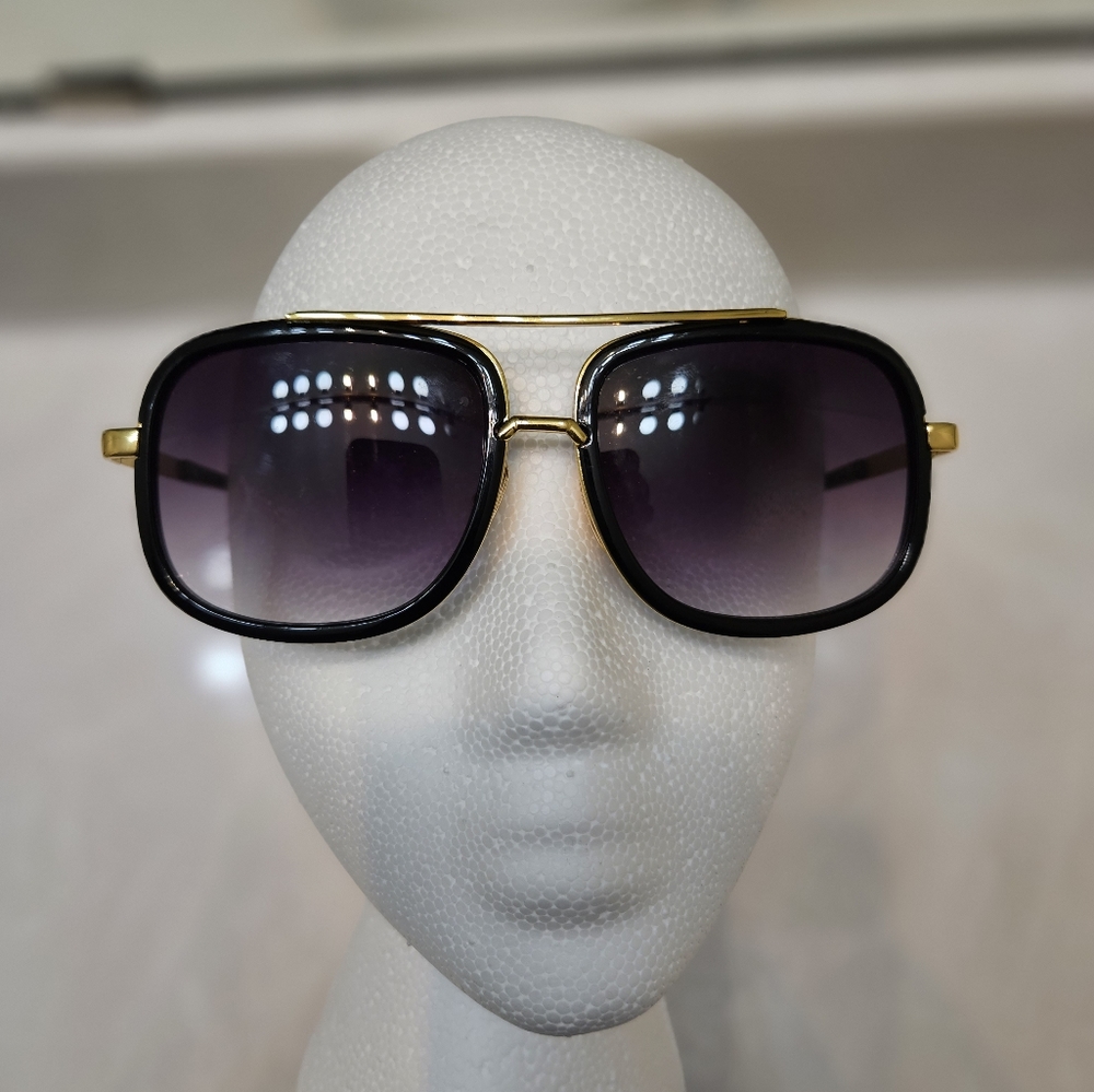 Men's black and gold stylish sunglasses